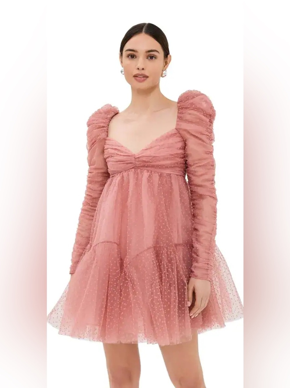 NWT Zimmermann Dusty Rose Tulle Puff-Sleeve Mini Dress size AU 1 & 3 US 6 & 10